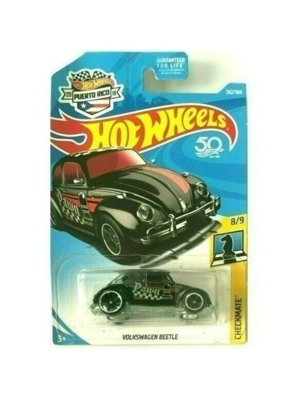 Die Cast Hot Wheels 2017 Checkmate-Pawn 8/9 VOLKSWAGEN BEETLE #262/365 Black New